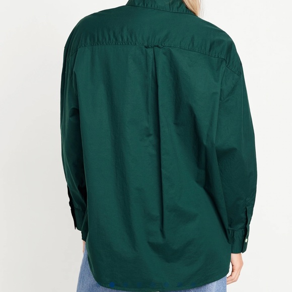 NWT OLD NAVY Oversized Button-Down BOYFRIEND Shirt  Color: Emerald Isle - Picture 2 of 10